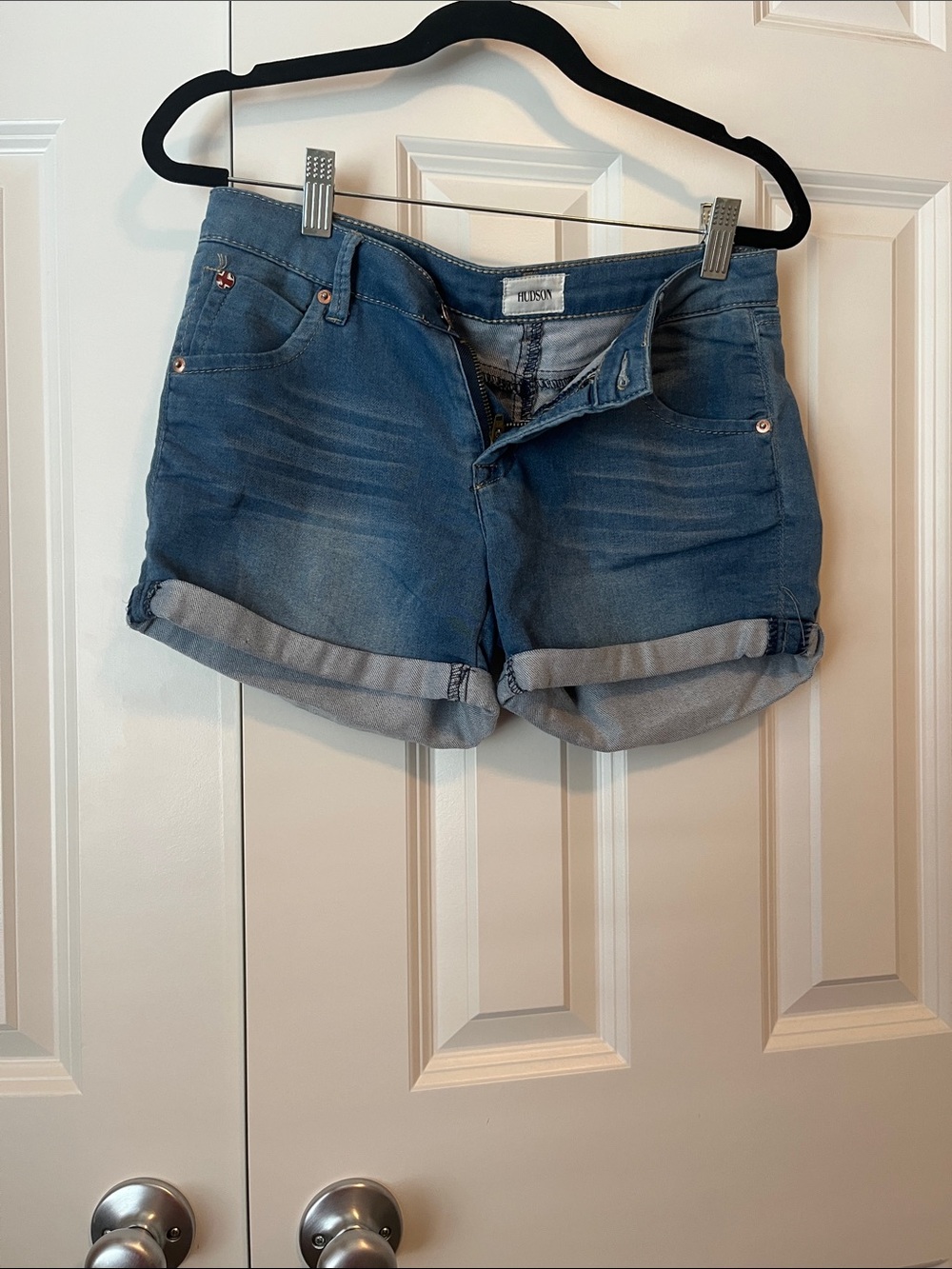Hudson Jeans Light Blue Rolled Hem Denim Shorts